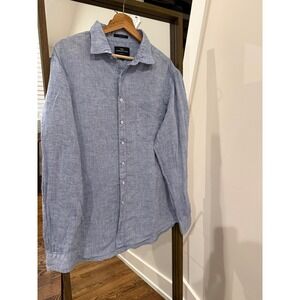 Rodd & Gunn Mens Blue 100% Linen Sports Fit Italian Fabric Button Down Shirt XL